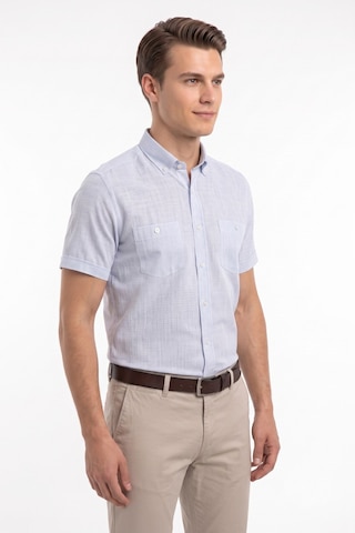 Mösyö Erkek Çift Cepli % 100 Cotton Kısa Kol Gömlek Bgl-st05647 Buz Mavi