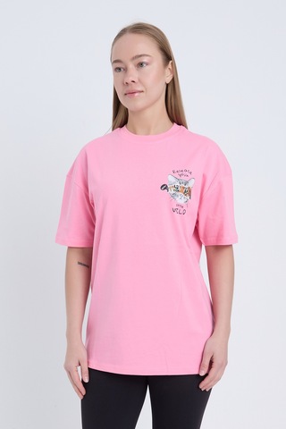Velvoria Oversize Kadın Release Your Baskılı Pembe Renk T-shirt