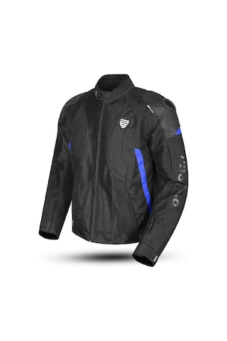 Motosiklet Montu Full Korumalı Titanyum 4 Mevsim Maxdura Hörgüçlü Model Mont Blue