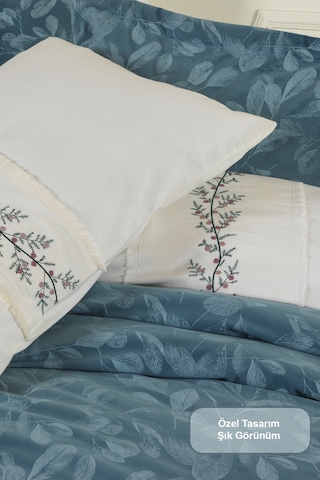Elart Stella Comfort Uyku Seti Yatak Örtüsü Çift Kişilik 3 Parça 220x240 Cm Mavi Mavi