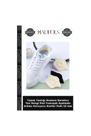 Hadpols Topuk Yastığı Numara Daraltıcı Ten Rengi Ped Yumuşak Ayakkabı Arkası Koruyucu Konfor Pedi 10 Mm Çok Renkli