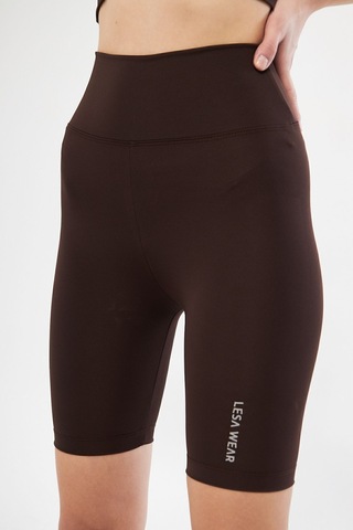 Lesa Wear Yüksek Bel Likralı Toparlayıcı Kısa Şort Tayt Kahverengi