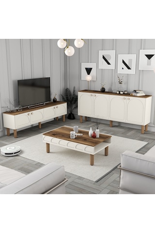 Bohem 3 Lü Salon Takımı - Krem Krem