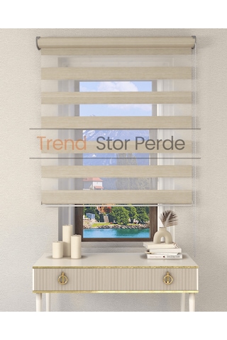 Sütlü Kahve Etek Dilimsiz Zebra Stor Güneşlik Perde Sütlü Kahve