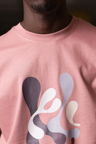 Bisiklet Yaka Lu Önü Baskılı Oversize Geniş Model T-Shirt Gülkurusu