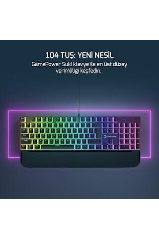 Gamepower Suki Mavi Switch Türkçe Q 104 Tuş Kablolu RGB Mekanik Oyuncu Klavye