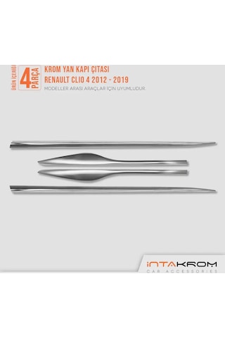 intakrom Renault Clio 4 Krom Yan Kapı Çıtası 4 Parça 2012-2021- Hb-Sw N11.2658