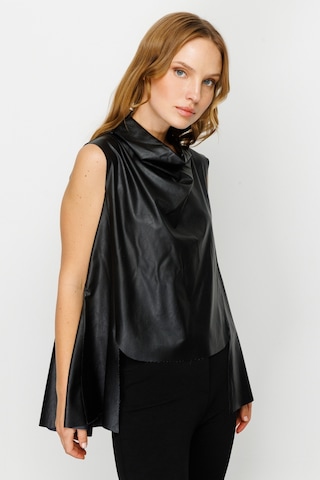 On Dik Yaka Siyah Kadın Süveter 23224311 001