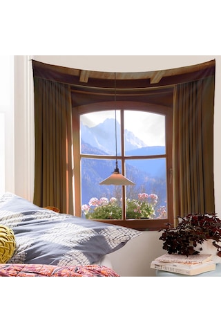 Konesam Poliester Ev Dekoru Kilim - Manzaralı Desenli, Yeşil/sarı Seçenekli, 73x95 Cm, Izsiz Çivi Ve Kliplerle Çok Renkli