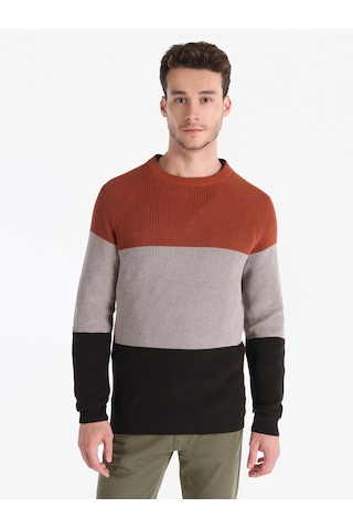 Colin's Colins Regular Fit Bisiklet Yaka Çizgili Triko Kahverengi Erkek Kazak Cl1066283 Kahverengi