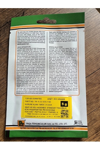 Paşa Tohumculuk Domates Tohumu Rio Grande 5gr