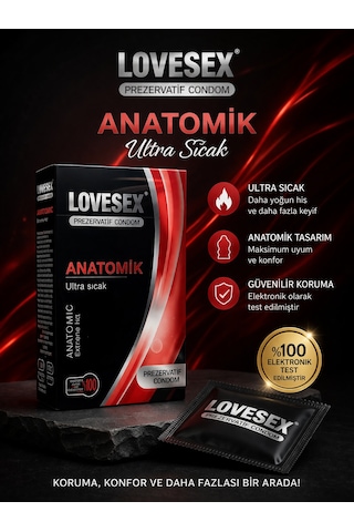 Lovesex Anatomik Prezervatif Ultra Sıcak Etkili Kondom Yüksek Hassasiyet Ve Koruma 1 Adet Lovesex Anatomik Prezervatif Ultra Sıcak Etkili Kondom Yüksek Hassasiyet Ve Koruma 1 Adet