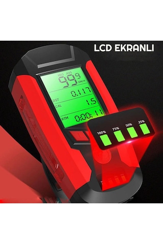 Exeo Led Bisiklet Ön Işığı Far 5 Modlu Alarm Korna Su Geçirmez Siyah