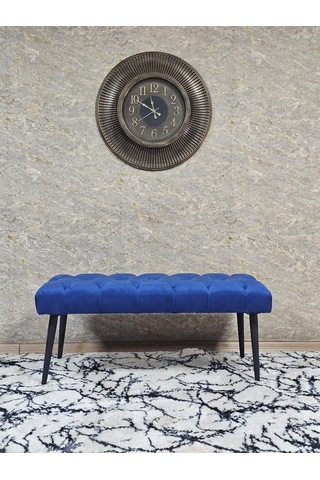 Zafir Siyah Boyalı Sivriltme Ayaklı 90 Cm Puf Bench - Puf - Bench - Kasalı Oturak - Oturak - Yatak Ucu Puf Mavi