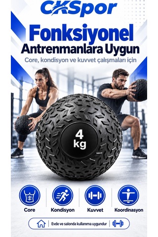 Ckspor 4 Kg Zıplamayan Sağlık Topu Slam Ball Crossfit Fitness Fonksiyonel Antrenman Ağırlık Topu