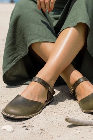 Bodhi Handcraft Kadın Barefoot Hakiki Deri Minimalist Günlük Sandalet El İmalatı Haki