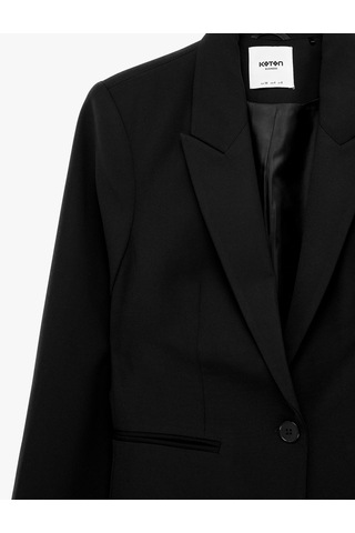 Koton Düğmeli Cepli Geniş Yaka Krep Blazer Ceket Siyah 6sak50039uw Siyah