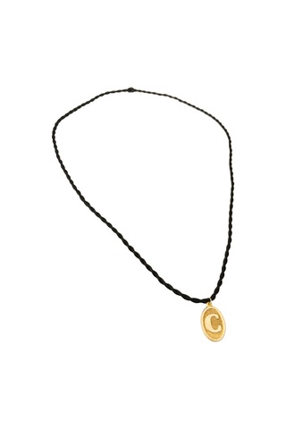 14 Ayar C Harf Siyah İpli Kolye