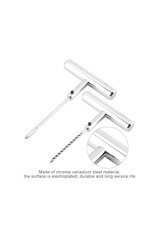 Lemestar Oto-motosiklet-mountain Bike Vakum Lastik Tamir Aleti Seti, Krom Vanadyum Çelik, Pas Koruma, Kolay Kullanım, 2 Parça Çatal Tipi Matkap + Genişletici Matkap