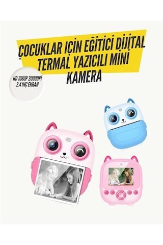 2.4' Ekranlı Mini Kamera - 1080p Kayıt + Mürekkepsiz Yazdırma