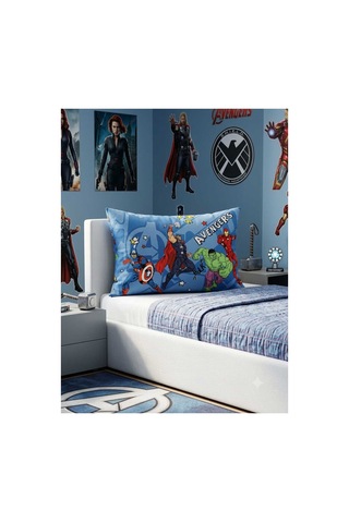 Marvel Pamuk Yastık Kılıfı - Desen 3 Lacivert