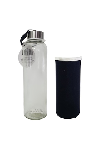 Siyah Kılıflı Cam Matara 500 Ml Hk2670 Siyah Cam Diğer