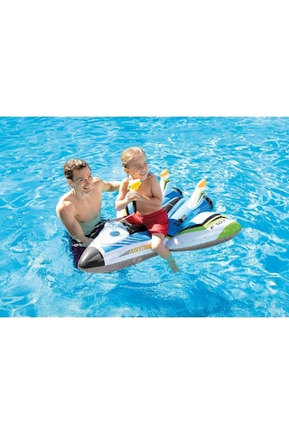 Intex 57536 Su Tabancalı Mavi Uçak Şişme Çocuk Binici 117cm Çok Renkli