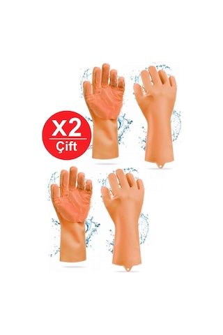 Silikon Eldiven Bulaşık Yıkama Eldiveni Dayanıklı Kaymaz Tırtıklı Eldiven Fırın Mutfak Eldiveni