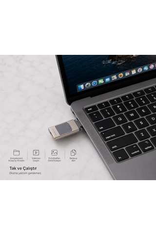 128gb Flash Bellek Iphone 5-14 Modeller Arası İos Uyumlu Bilgisayarla Uyumlu Lightning Usb Otg 128 GB