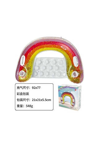 Yeni Şişme Payetli Gökkuşağı U-şekilli Yüzme Halkası 001