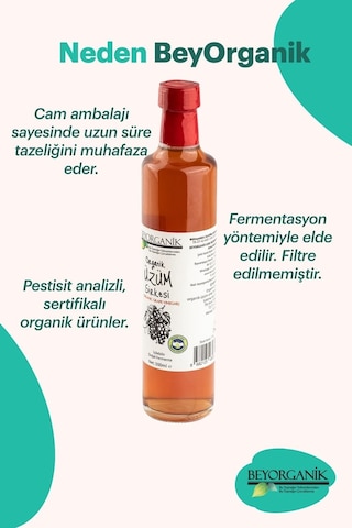 Beyorganik Organik Üzüm Sirkesi 500 ML