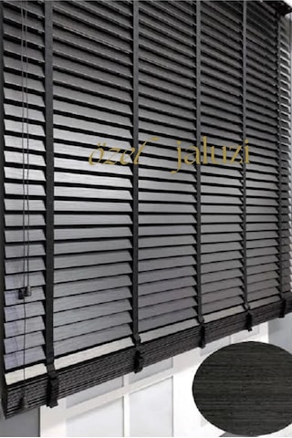 Siyah 50 Mm Ahşap Görünümlü Jaluzi Siyah