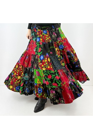 Modaonna Özel Tasarım Patchwork Maxi Etek Çok Renkli