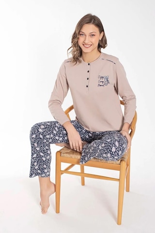 Senfoni Kadın Düğme Yaka Uzun Kol Pamuklu Pijama Takımı 6021 -1 Adet 001