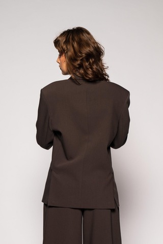 Kadın Kahverengi Basene Oturan Oversize Blazer Kahverengi