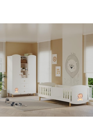 Meltem Kids Sweet Lion Çocuk Odası Montessori Karyola 90x190 Cm Lion 90 x 190 CM