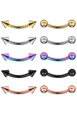 Homyl 10 Adet 16g Paslanmaz Çelik Kaş Kulak Dudak Göbek 6mm Çok Renkli