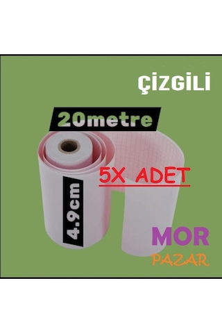 4,9 Cm X 20 M Ekg Kagıdı 20 Metre 5 Rulo Çizgili