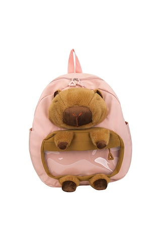 Homyl Capybara Sırt Çantası Doldurulmuş Hayvan Tatil Pembe