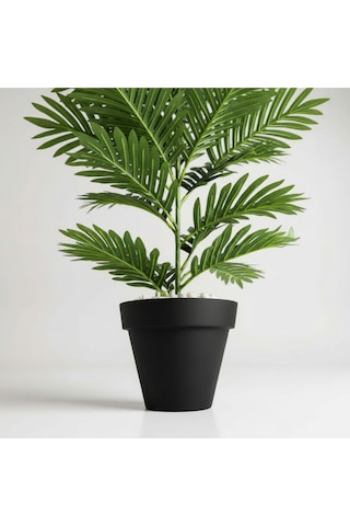 100 Cm Yapay Areca Palmiyesi Premium Dekoratif İç Mekan Bitkisi Siyah Plastik Saksı Yeşil