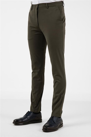 İmza Haki Yan Cep Düz Paça Pamuklu Slim Fit Chino Casual Pantolon 1003255165 Haki