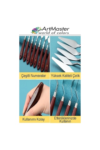Çelik Boyama Spatülü 5 Li Spatül Resim Ve Heykel Çelik Spatula Esnek Çelik Palet Bıçağı Pasta Spatulası 1 Paket