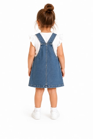 Tucankids Kız Çocuk Çilek Nakışlı Kot Jile Elbise Kot Mavi