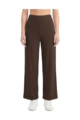 Cottonill Premium - Sway Collection Kahverengi Basic Yüksel Bel Modal Bol Paça Kadın Pantolon