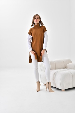 Ftz Women Kadın Gömlek Kol Tunik Taba 21-6059-taba Taba