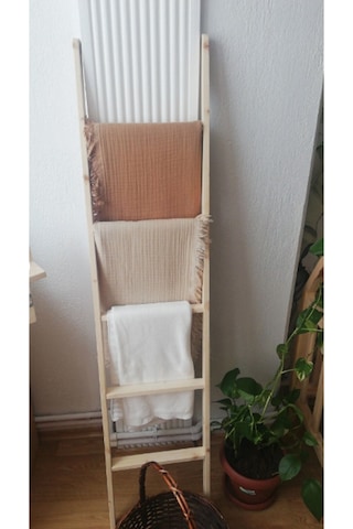 Dekorasyon Büyük Boy Merdiven Askılık Havluluk 150 Cm 33 Cm Ahşap