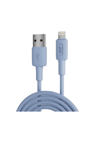 Juo JCBS111 W 12w 2.4a Usb a To Lightning Apple Uyumlu iPhone iPad Silikon Hızlı Şarj Ve Data Kablosu Mavi 1 Metre