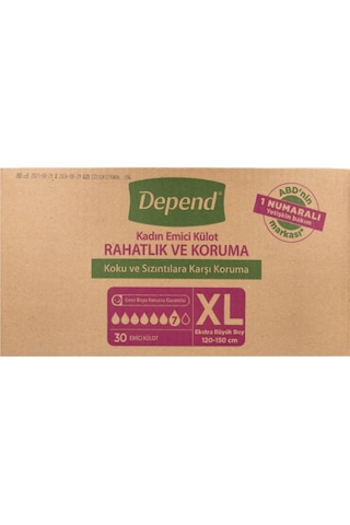 Depend Kadın Emici Külot Hasta Bezi Ekstra Büyük Boy XL 30'lu