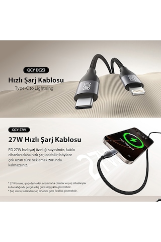 27w Type-c To Lightning Şarj Kablosu 1.2 Metre Halat Örgü 480mbps Kırılmaz Data Kablosu Dc23 Siyah