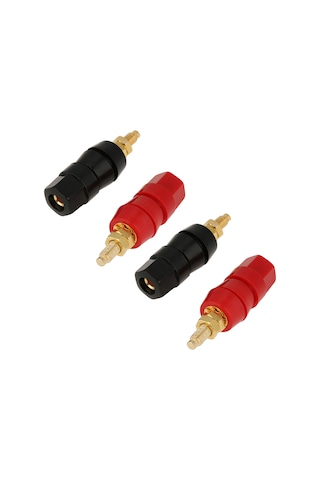 Konesam Altın Kaplama Hoparlör Bağlantı Terminaleği, 4 Adet Kırmızı-siyah , 4mm Muz Plug Uyumlu, Kolay Kurulum, Amfi Ve Ses Cihazları İçin Sinyal Aktarımı